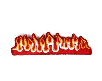 Fire Line Patch - Fiery Embroidered Iron-On Patch for Jackets, Backpacks & Gear