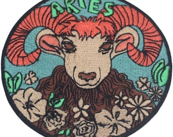 Aries Zodiac Sign Patch – Celestial Embroidered Iron-On Patch –  Approx. 3.5" Round