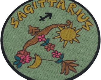 Sagittarius Zodiac Sign Patch - Celestial Embroidered Iron-On Patch - Approx. 3.5"