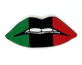 Striped Lips Embroidered Iron-On Patch for Jackets, Bags and Gear