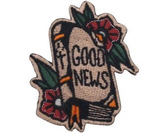 Good News Patch - Embroidered Iron-On Bible Patch for Jackets, Bags and Accessories