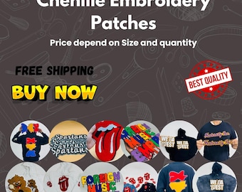 Bulk Custom Chenille Patches,Colorful Chenille Logo patches, Large Chenille Patch, Chenille Embroidery Patches, Letterman Jacket Patch