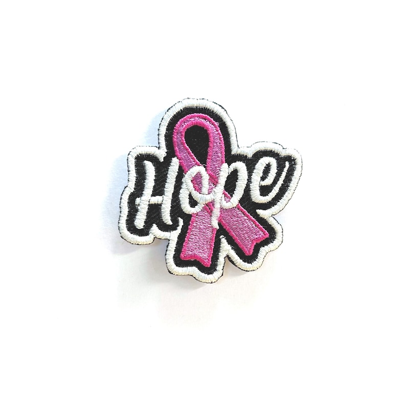 Hope Ribbon Patch - Breast Cancer Awareness Embroidered Iron-on Patch ...