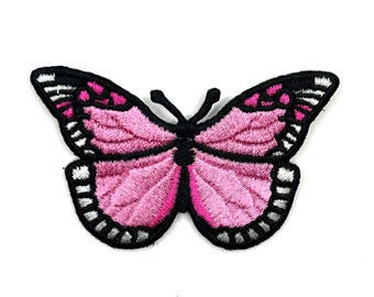 Pink Butterfly Patch - Embroidered Iron-On Patch for Jackets, Backpacks & Accessories