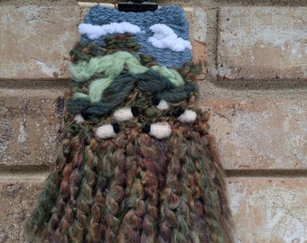 Highland Sheep tapestry mini weaving magnet hanging art