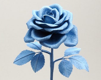 Unique 20th Anniversary Gift for Wife / Paper China Blue Rose / China Anniversary Gift for Couple / China Wedding Anniversary Flower