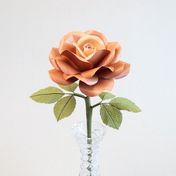 Paper Willow Rose 9th Anniversary Gift for Her / Paper Willow Wood Rose for Willow Anniversary Gift / Willow Anniversary Gift for Him