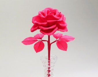 Unique Mother's Day Red Rose Gift for Her / Red Paper Flower Gift for Mom / Bright and Bold Monotone Red Rose Gift for Wife