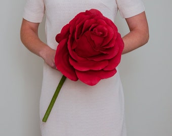 Giant Paper Rose Bridal Bouquet for Alternate Bride / Giant Romantic Red Rose Wedding Flower / Oversized Wedding Flower for Elopement