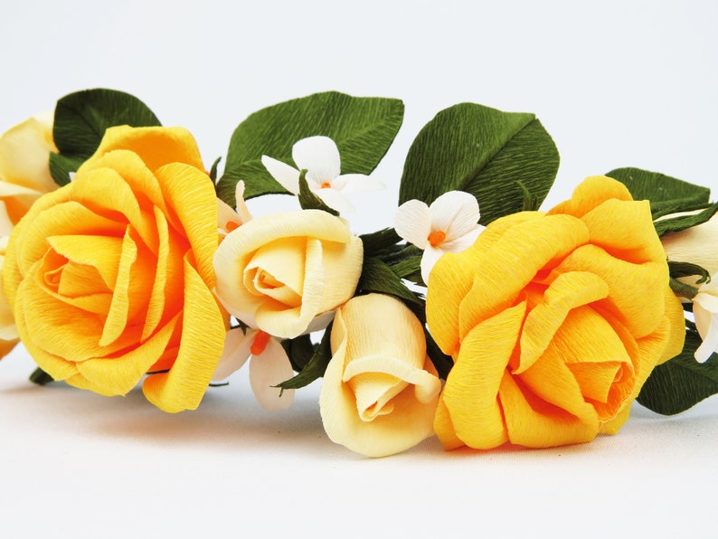 Yellow Rose Flower Crown for Bridal Shower / Vintage Inspired Etsy