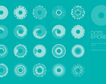 Abstract Circles Vector Clipart Pack, Geometric Design. Editable Illustrator File. Set of 20 White Circles. Commercial Use