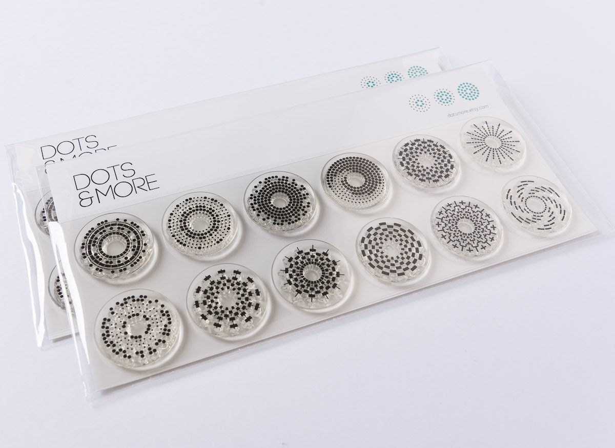 Set Clear Stamps 12 Stamps 25mm 1 Inch Stamps Sticks To Etsy