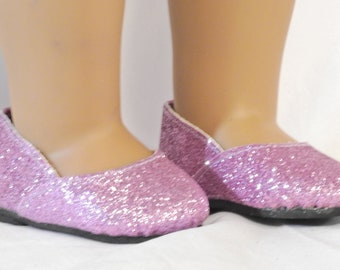 72mm Lavender Suede Doll Shoes with Butterfly Buckle fits 18" Dolls