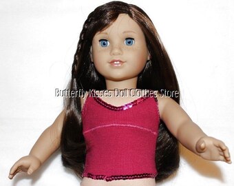WHITE Ribbed Rhinestone Tank Top fits American Girl Dolls /& Other 18/" Dolls
