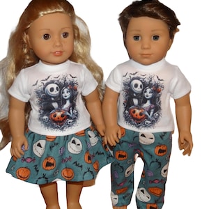 Jack Sally Pumpkin King Nightmare Christmas Skirt Or Pant Set 18 in Boy Girl American Made Doll Clothes