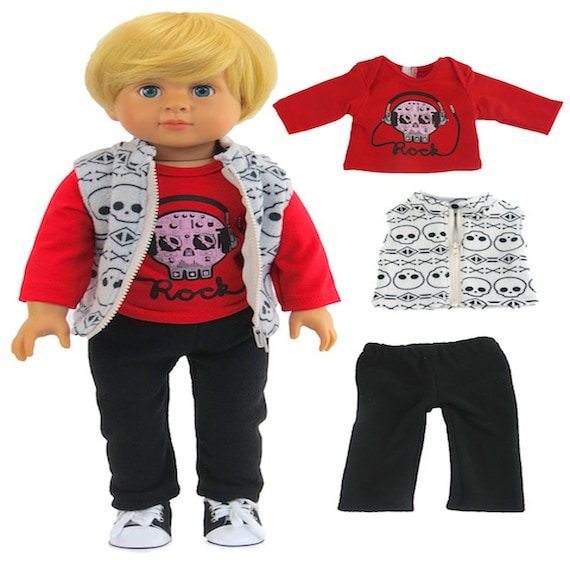 Blouse Reindeer Tutu Leggings Christmas Outfit For 18 in American Girl Doll