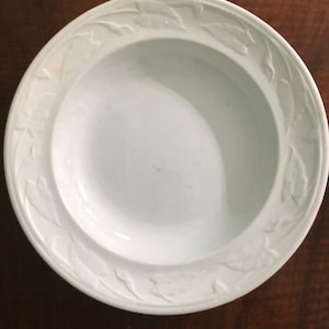 Antique White Ironstone Soup Plate, Lily Shape, Burgess Pottery 1864 - 1892