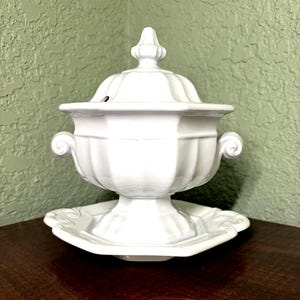 Antique White Ironstone  Three Piece Sauce Tureen, 1851 Shape, T&R Boote, 1851
