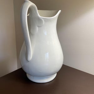 Antique White Ironstone Tall Pitcher, Plain Shape