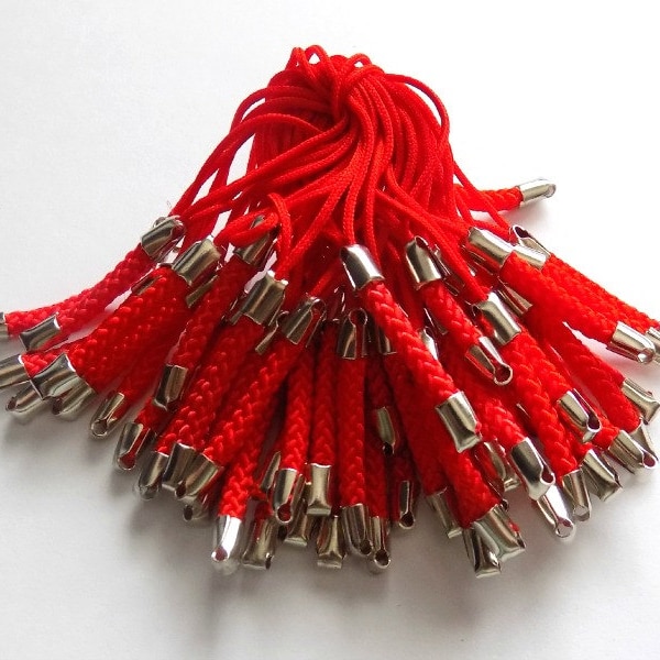 10 Red Braided Mobile Phone Strap