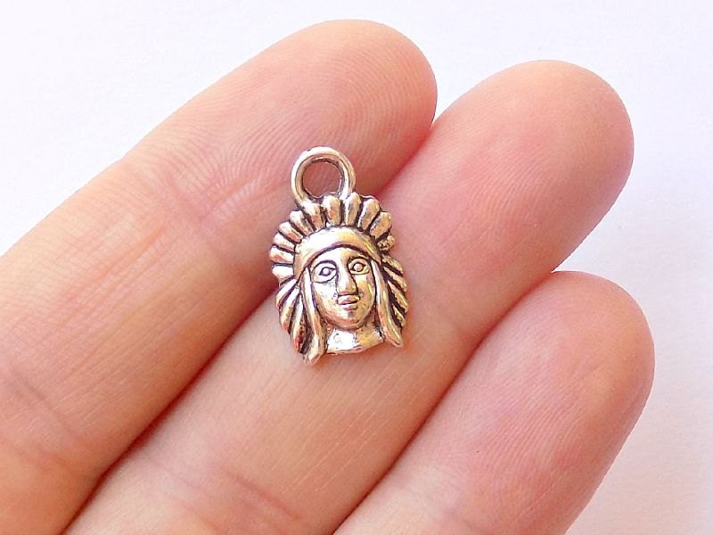 10 Indian Head Charms Indian Charms Indian Chief Head S0136 from