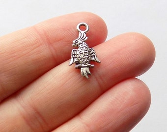 10 Parrot Charms - Tibetan Silver - #S0052