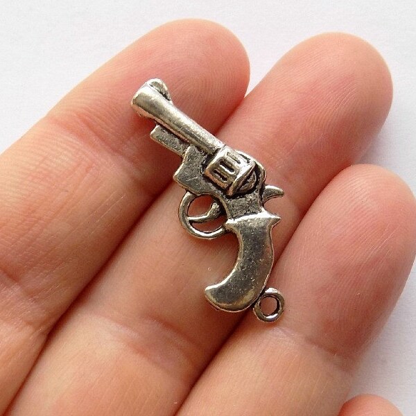 6 Gun Revolver Pistol Charms - Double Sided - #S0037