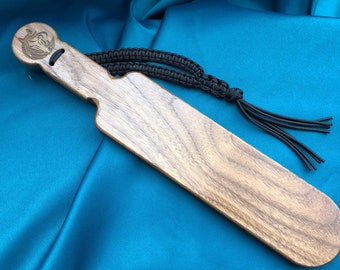 Exquiste Walnut Paddle with engraved Horse Head.  Pony Play Paddle.