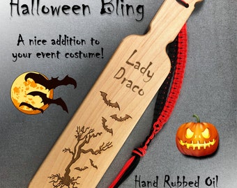 Halloween OTK Spanking Paddle, 13 inch Hard Maple. Free personalized engraving.