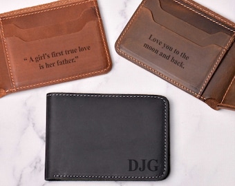 Leather Wallet, Personalized Men's Wallet, Engraved Leather Wallet, Christmas Gift, Gift for Him, Gift for Her