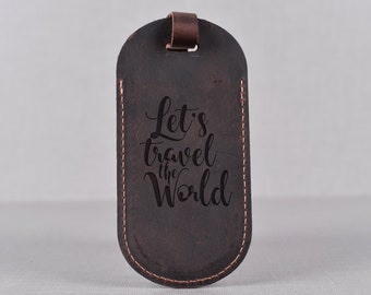 Personalized Luggage Tag, Engraved Monogrammed Leather Bag Tags, Best Gift for Travelers