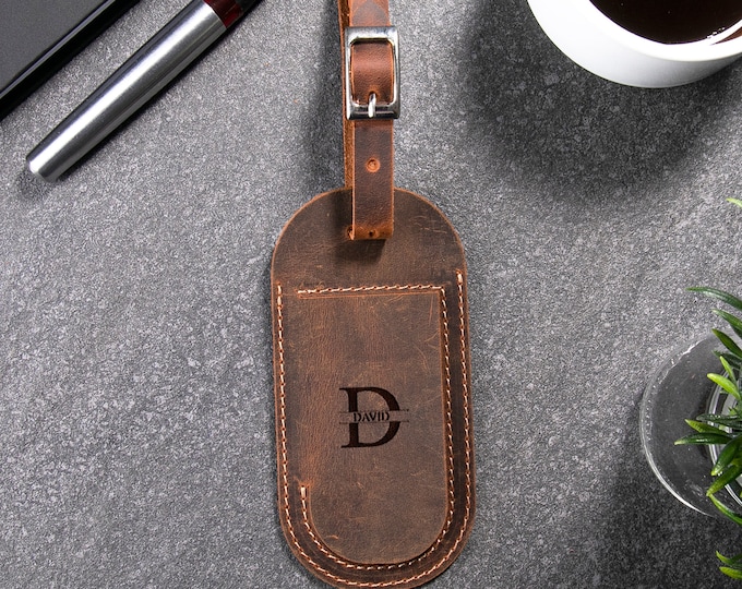 Luggage Tag, Engraved Leather Luggage Tags, Christmas Gift, Travelers Gift, Wedding Favors, Gift for Him, Gift for Her