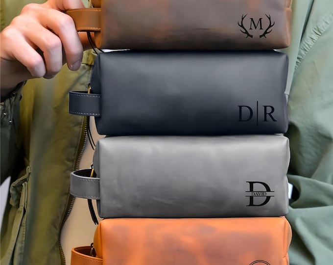 Personalized gifts for dad fathers day, Personalized Leather Toiletry Bags,  Best Fathers Day Gift, Gift for Men, Happy Father Day