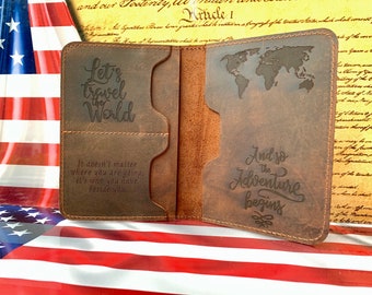 Star Flag Panama Leather Passport Holder Cover Case Travel One Pocket