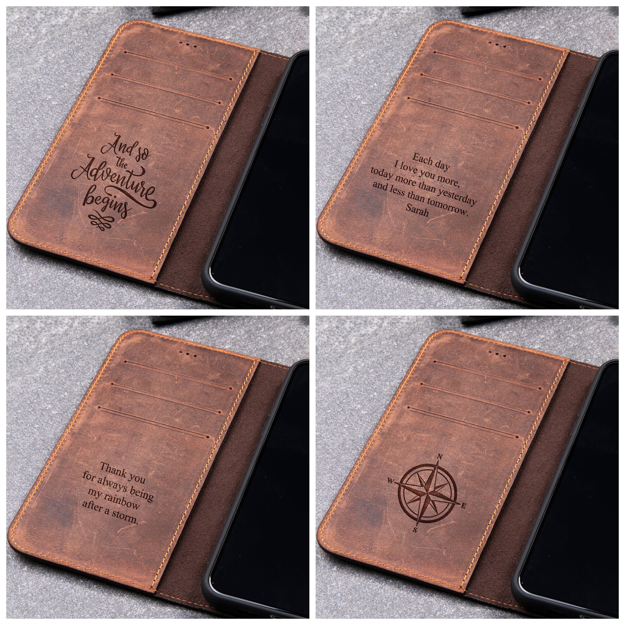 Personalised Leather Wallet Apple iPhone Case
