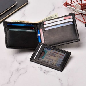 Leather Men's Wallet with Slim Card Holder, Best Quality Handmade Leather Wallet, 2 in 1 Wallet, Leather Card Wallet, Bifold Leather Wallet