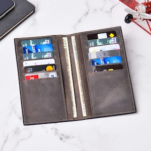 Cadeau fête des pères de son fils, long portefeuille en cuir cousu à la main pour homme, cadeau personnalisé pour papa, cadeau personnalisé pour lui, fête des pères heureuse