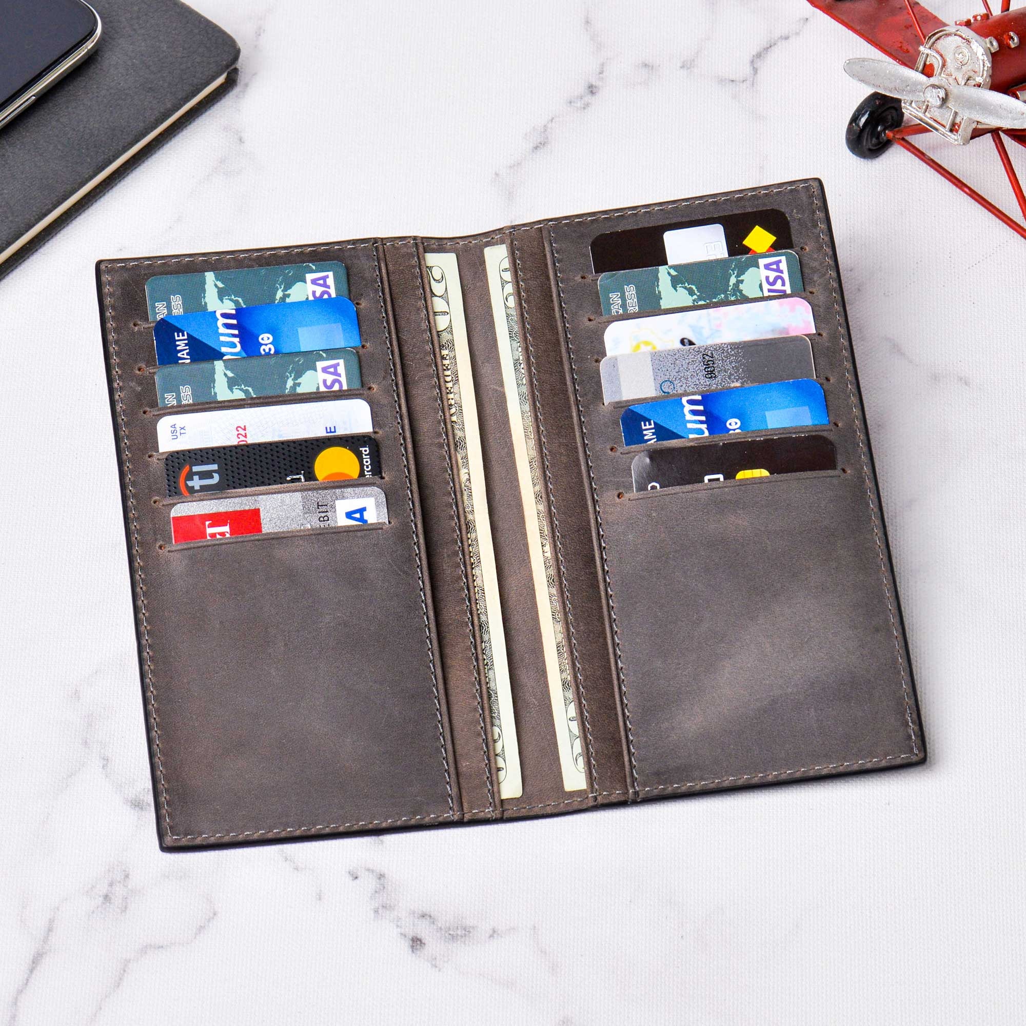 Personalized Men's Long Wallet, Personalized Leather Wallet,  Minimalist Men Leather Wallet, Leather Clutch Long Wallet, Gift For Dad