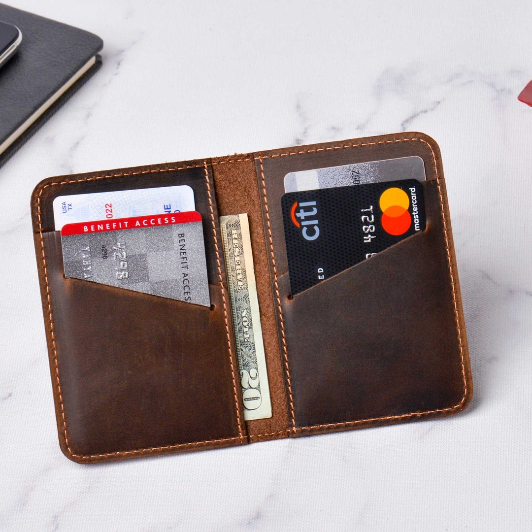 100% Genuine Leather Zip Card Holder Custom Initials Mini