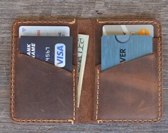 Fathers day gift wallet, Minimalist Leather Wallet, Leather Bifold Wallet, Distressed Leather Slim Bifold Wallet, Personalize Leather Wallet