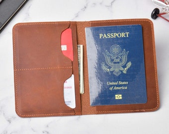 Titular de pasaporte de regalo de cuero personalizado, billetera de viaje de cuero, titular de pasaporte, cubierta de pasaporte, regalo de viaje