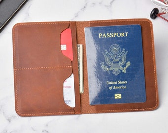 Porte-passeport personnalisé en cuir, portefeuille de voyage en cuir, porte-passeport, housse de passeport, cadeau de voyage