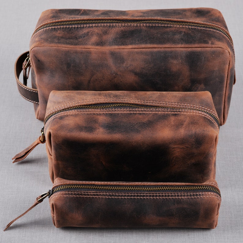 Personalized Leather Toiletry Bag Free Engraving Men's Etsy