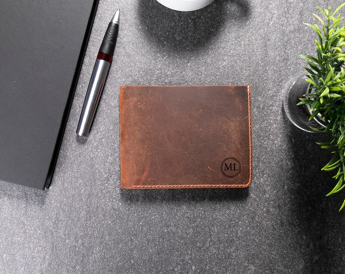 Personalized leather gift, Leather Bifold Wallet, Best Gift For Husband, Boyfriend, Father, Birthday