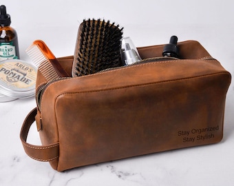 Custom gift for best friend, Leather Toiletry Bag Dopp, Personalized Groomsmen Gift, Leather Personalized Gift, Father's Day gift