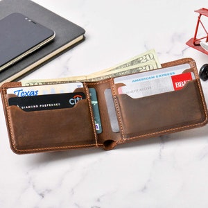 Regalo de aniversario para novio, billetera de cuero personalizada, billetera personalizada para hombre, regalo de cumpleaños para él, regalos para padrinos de boda, regalo para papá