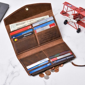 Personalized Gift For Mom, Women's Personalized Leather Wallet, Engraved Women Wallet, Anniversary Gift, Gift for Her, Gift for Wife