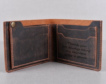 Personalized Leather Wallet, Bifold Wallet, Handmade Wallet for Men, Mens birthday gift, Monogram wallet, Christmas Gift