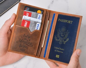 Funda De Pasaporte Española De Piel - Piel Auténtica Crazy Horse, Diseño Vintage, Medida Estándar 88x125 Mm