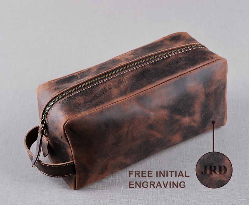 Personalized Leather Toiletry Bag Free Engraving Men's Etsy